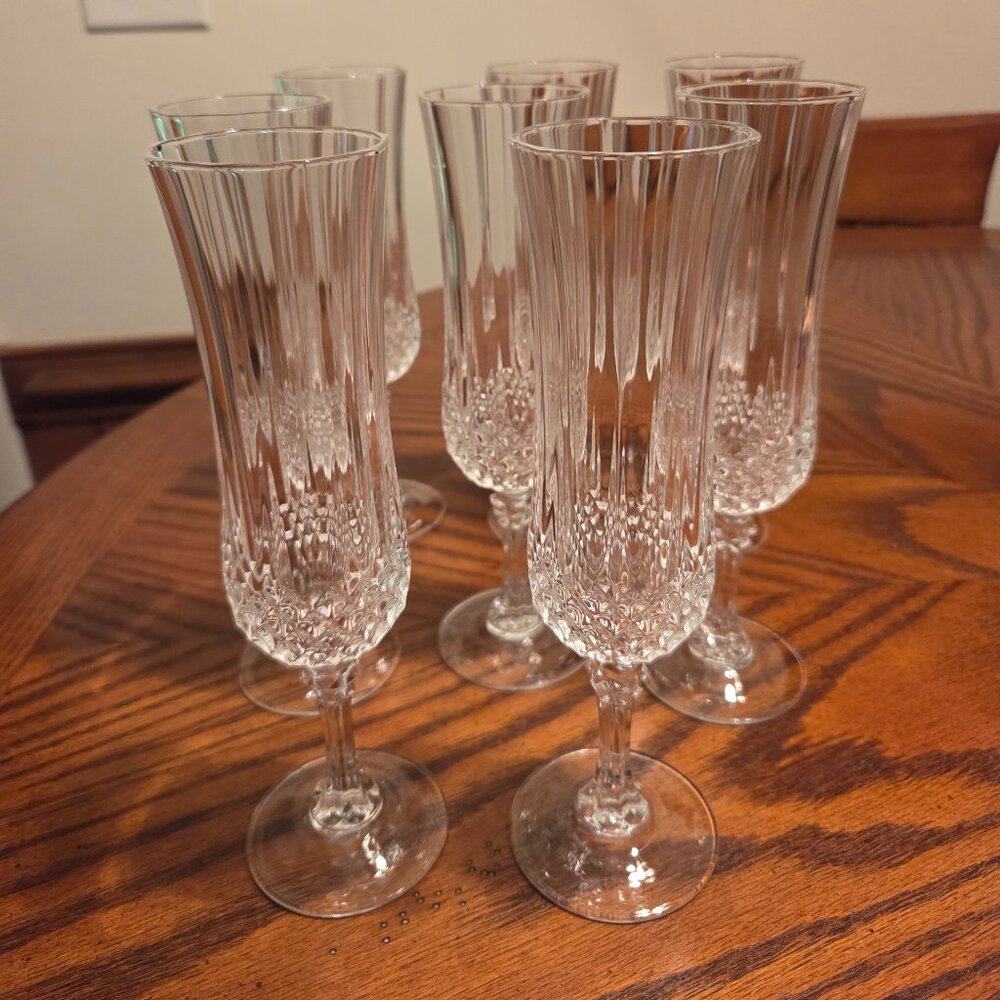 Cristal d'Arques Durand Longchamp Champagne Flutes